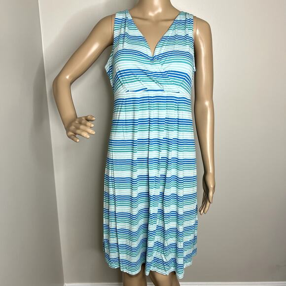 Vintage St John's Bay Blue Striped Tank Dress - Picture 1 of 8